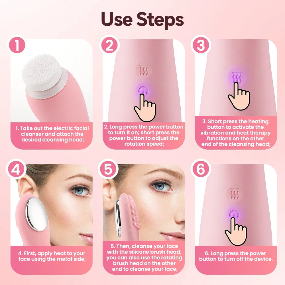 Thermal Sonic Silicone Facial Cleansing Brush
