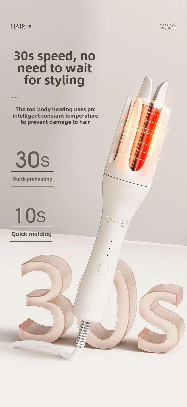 Anti-Scald Automatic Rotating Hair Curler